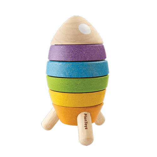 Plan Toys Stacking Rocket sustainable wooden baby toddler toy