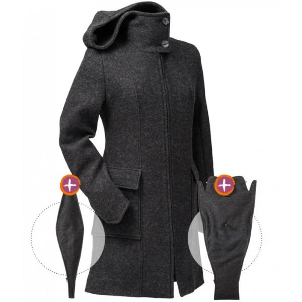mamalila hooded wool babywearing coat jacket grey black anthracite close up product