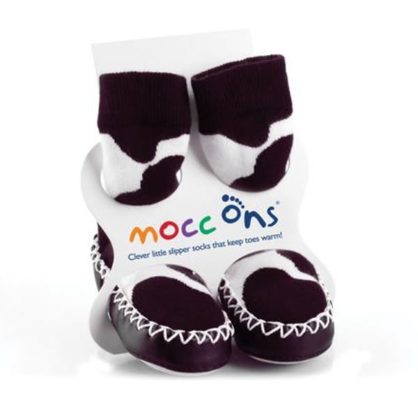 cow mocc mock ons bababy booties slipper socks babywearing uk
