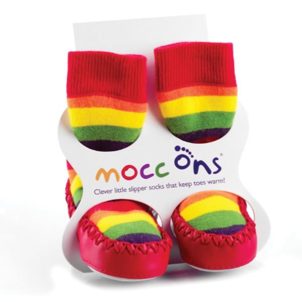 rainbow mocc mock ons baby booties slipper socks babywearing uk