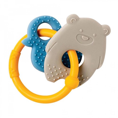 Nattou Silicone Teether Ring Duck Bear Ochre