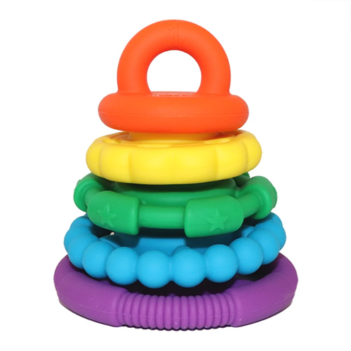 Jellystone Pastel Rainbow teething stacker baby toddler toy silicone