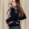 Back view of woman carrying baby facing towards her in Ombre Pink Lenny Lamb LennyUpgrade mesh baby carrier