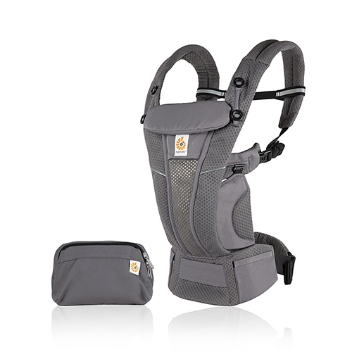 Ergobaby Omni Breeze baby carrier and zipped pouch in graphite grey colour