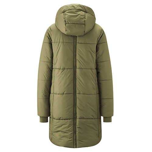 Mamalila Copenhagen babywearing coat in khaki, back view