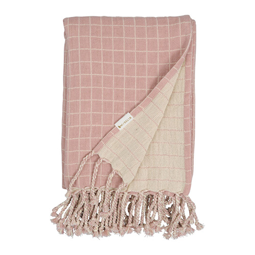 Fabelab organic cotton baby blanket grid old rose